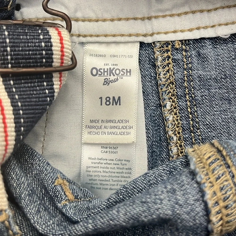 Oshkosh Bgosh Vestbak Overalls Bibs Coveralls Jean Shorts Size 18 Months